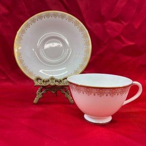 Royal Doulton Bone China Teacup Saucer Set Gold Lace